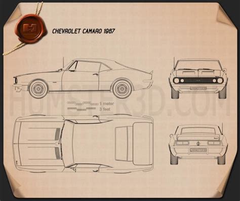 Chevrolet Camaro SS 1967 Blueprint - Hum3D