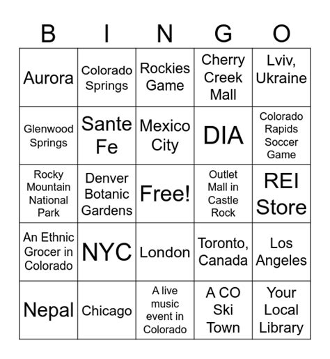 Where have you been? I've been to ... Bingo Card