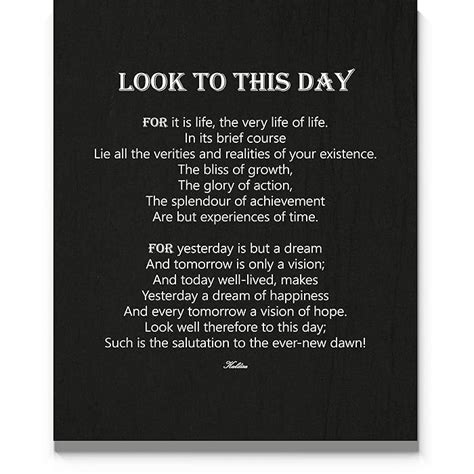 Buy Look To This Day Poem by Kalidasa Wall Art Print 11" x 14" Unframed ...