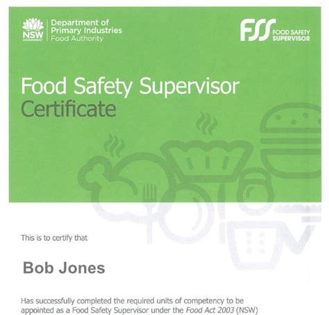 NSW Food Authority certificate | Australian Institute of Accreditation