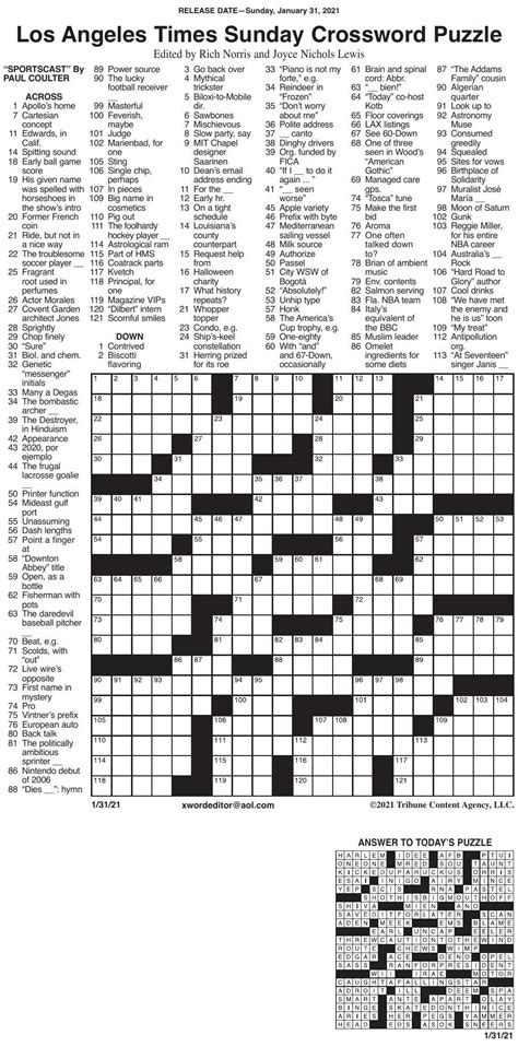 Crossword by LA Times 1/31 | | messenger-inquirer.com