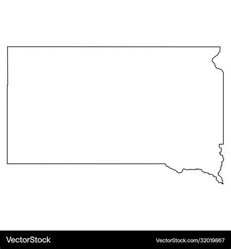 South dakota sd state border usa map outline Vector Image