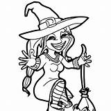 Halloween Wicked Witch Coloring Page · Creative Fabrica sketch template