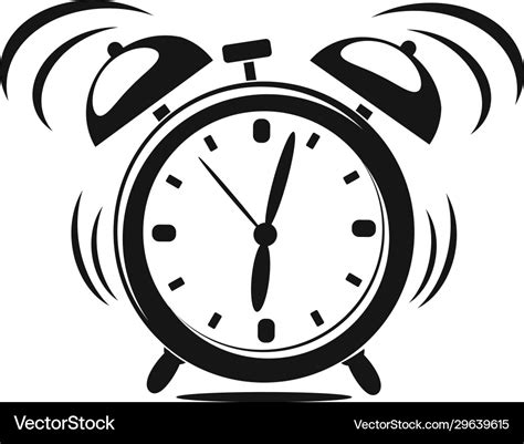 Alarm clock black and white silhouette rings Vector Image