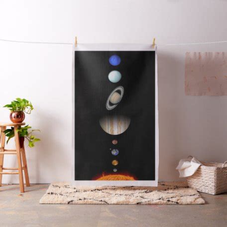 Outer Space Planets Solar System Fabric | Zazzle