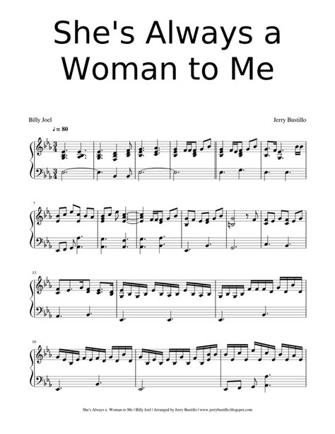 She's Always a Woman to Me Sheet music for Piano (Solo) | Musescore.com