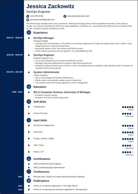 Sample Resume For Devops Engineer - Resume Example Gallery