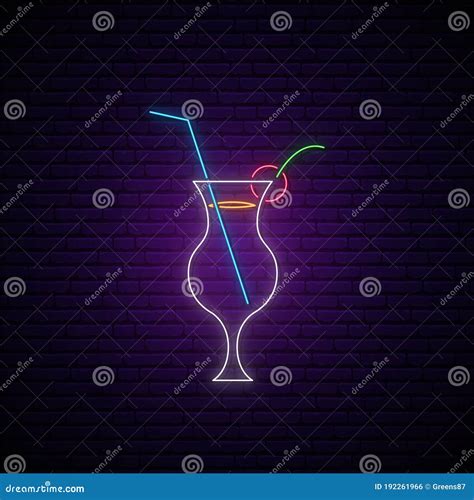 Cocktail neon sign. stock vector. Illustration of neon - 192261966