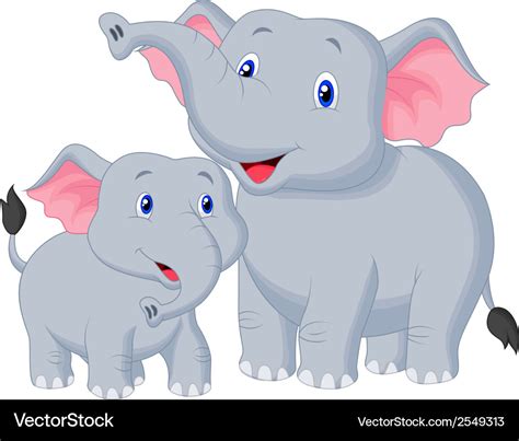 Elephant Baby And Mom Cartoon