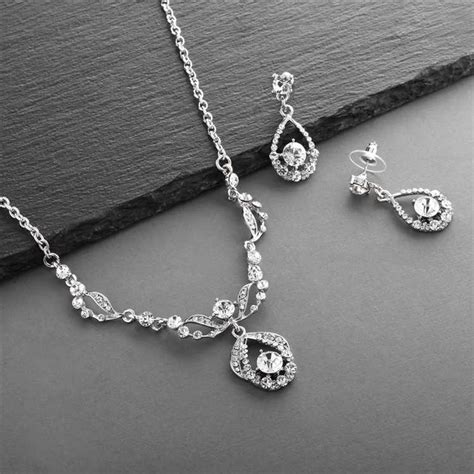 Silver Rhodium Plated Crystal Bridal Jewelry Set