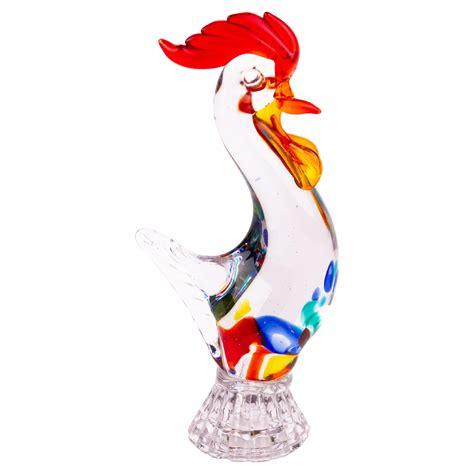 Murano Venetian Glass Sculpture Cockerel For Sale at 1stDibs