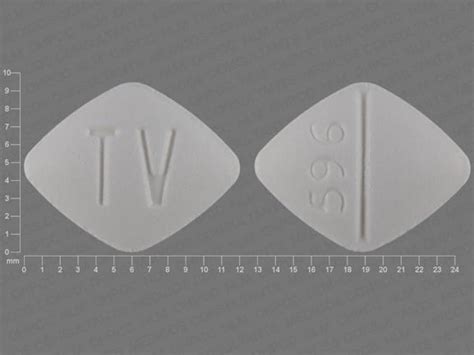 TV 596 Pill White Four-sided 12mm - Pill Identifier