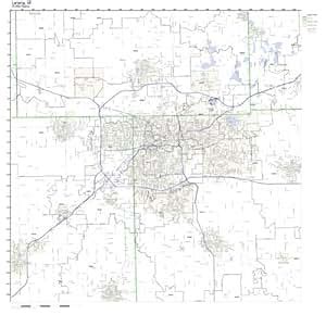 Amazon.com - Lansing, MI ZIP Code Map Laminated - Prints