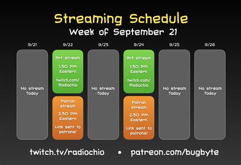 Twitch Stream Schedule Template