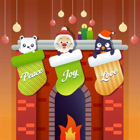 Premium Vector | Christmas chimney stockings