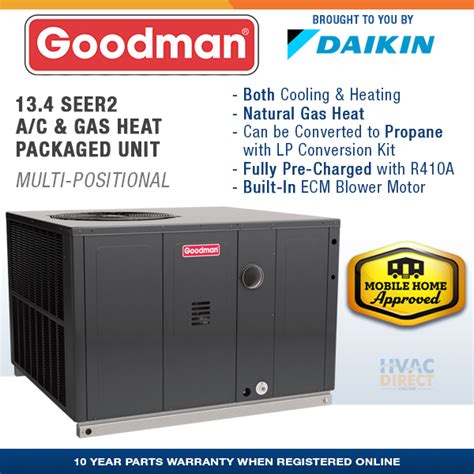 2.5 Ton 13.4 SEER2 60K BTU Goodman AC Gas Package Unit System + Install Kit | eBay