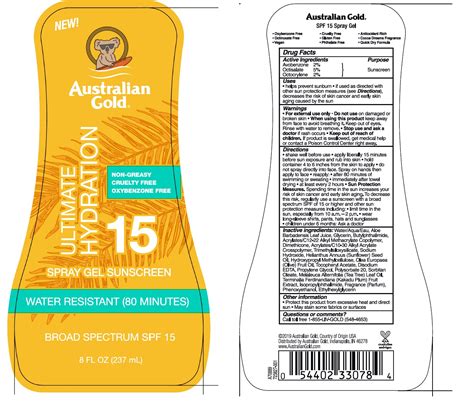 Avobenzone, Octisalate, Octocrylene - SPF 15 Sunscreen (Australian Gold) - GNH India - Exporter ...