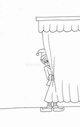 Hiding Behind Curtain Stock Illustrations – 95  sketch template