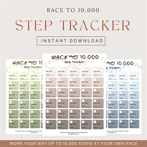 Step Tracker Walk Your Way up to 10,000 Steps at Your Own Pace Exercise Log Printable Walking ...