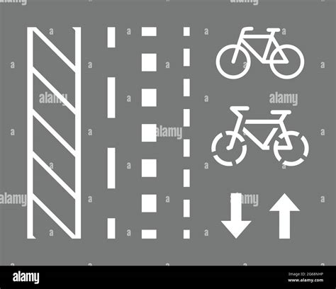 Bicycle route sign, road markings and arrows pointing direction. Vector illustration Stock ...