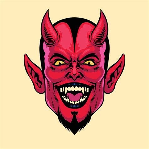 Laughing Devil Head with vintage hand drawing style 23226913 Vector Art at Vecteezy