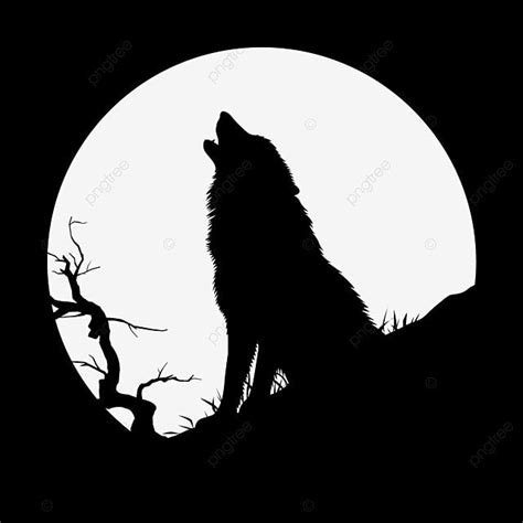 Wolf Forest Silhouette PNG Free, Night Forest Wolf Silhouette With Moon ...