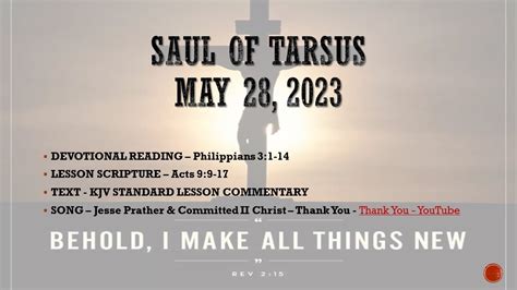 Sunday School Lesson - Saul of Tarsus - 05282023 - SLMMBC - YouTube