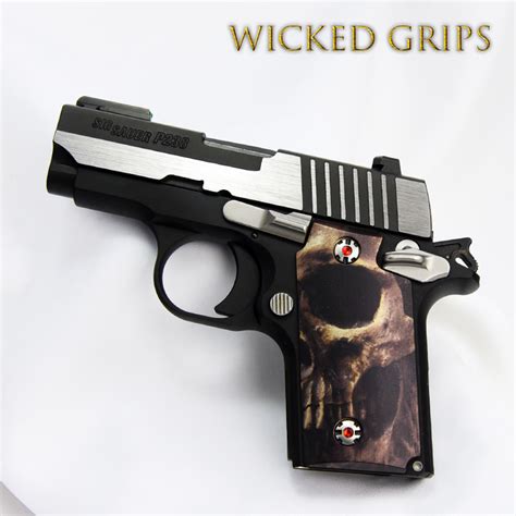 SIG SAUER P238 CUSTOM GRIPS "FULL SKULL FACE" - Wicked Grips | Custom ...