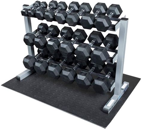 Cap Rubber Hex Dumbbell Set with 2-Tier Horizontal Racks and Mat - Fitness Emporium | It’s Time ...