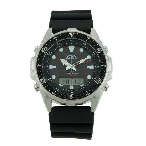 Casio Mens Solar Power Waveceptor Watch w/Compass Design Black Dial ...