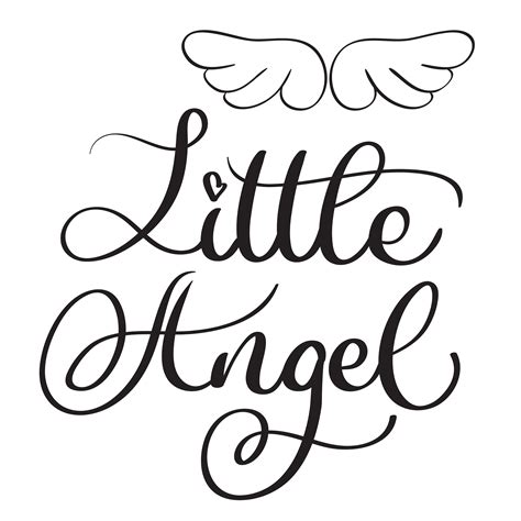 Little angel words on white background. Hand drawn Calligraphy lettering Vector illustration ...