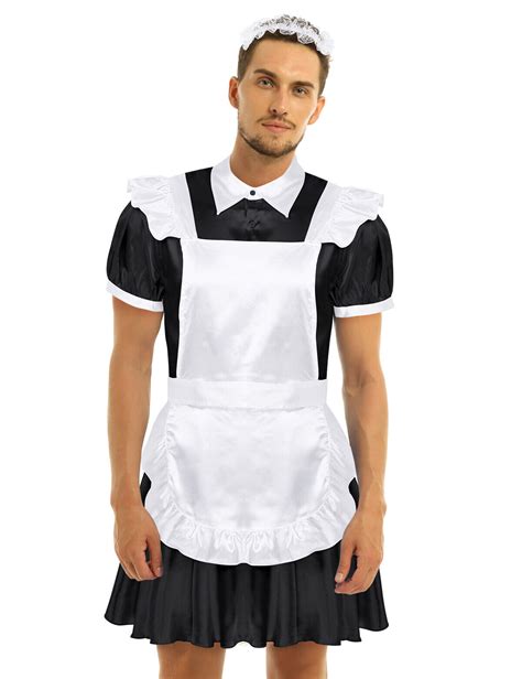 Male French Maid Apron Dress Mens Halloween Party Role Play Fancy ...