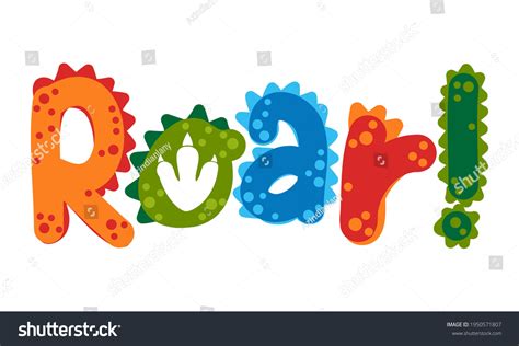 Roar Word Predatory Pattern Cute Dino Stock Vector (Royalty Free) 1950571807 | Shutterstock