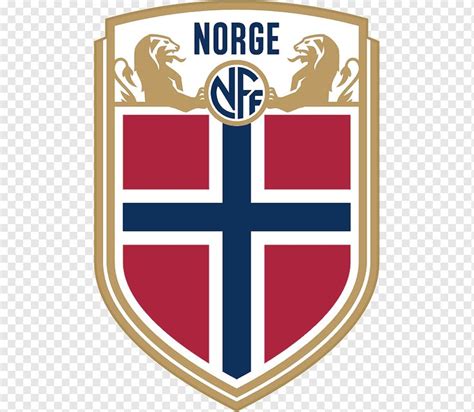 the norge logo is shown in red, white and blue with a lion on it