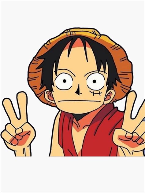 "Luffy One Piece funny peace sign" Sticker for Sale by cyralavy | Redbubble