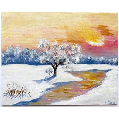 Winter Landscape Oil Painting Snow Scene Painting Snow Forest - Etsy