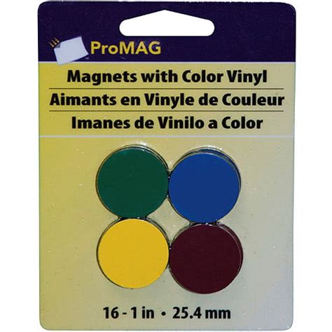 ProMag Round Magnets with Colored Vinyl, Assorted Colors, 1", 16pk - Walmart.com - Walmart.com