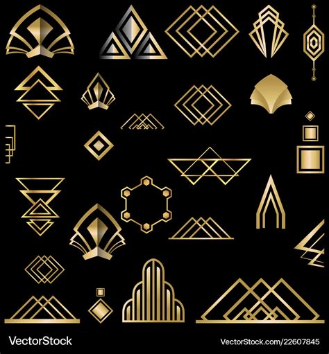 Art deco template golden-black diy elements set Vector Image