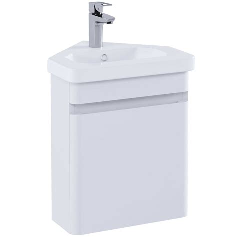RAK Resort Matt White 450mm Wall Hung Corner Bathroom Unit with Basin - Wall Hung Vanity Units ...