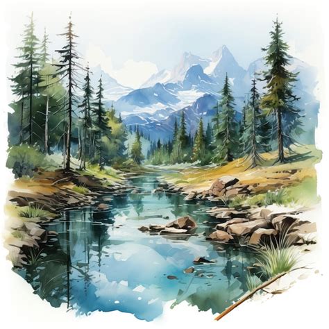 Premium Vector | Watercolor vector glacier national park on white backgrou