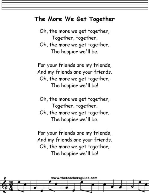 The More We Get Together | Children songs lyrics, School songs, Preschool songs