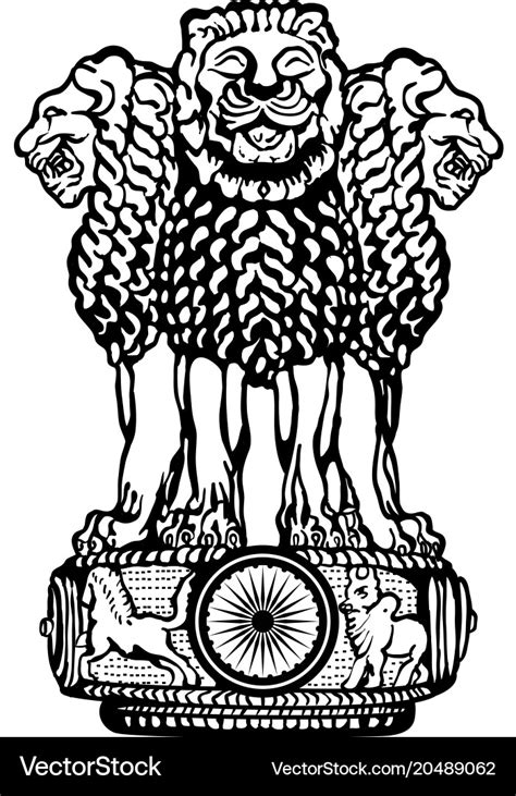 Emblem of india black and white Royalty Free Vector Image