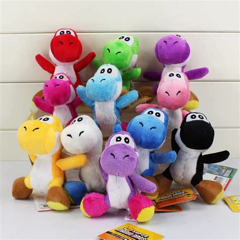 5Pcs/Lot 12cm Super Mario Bros Plush Yoshi Stuffed Plush Doll Toy With Keychain Keyring Great ...