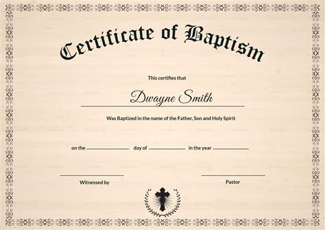 Baptism Certificate Template | Filej | Certificate Templates in Baptism ...