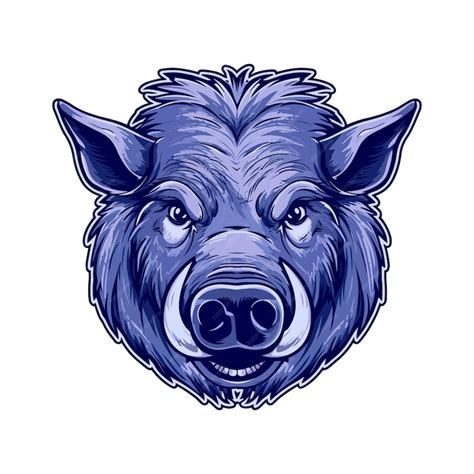 Premium Vector | Wild pig angry face logo with two large tusks coming ...