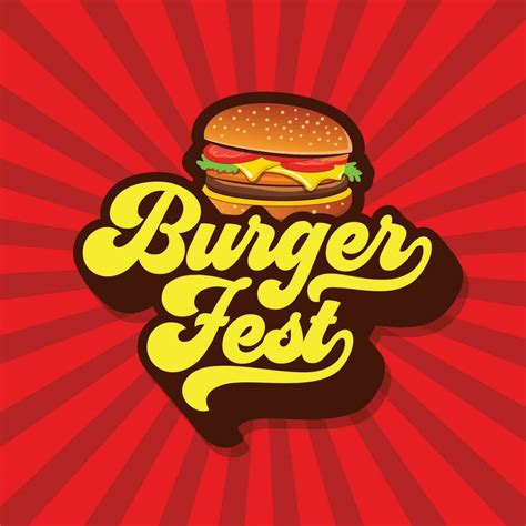 Burger Fest groovy typography editable text with a cheeseburger on retro background. Fast Food ...