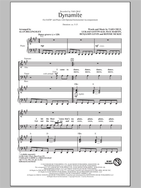 Dynamite | Sheet Music Direct