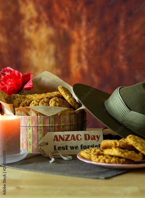 Traditional ANZAC biscuits for ANZAC Day and Remembrance Day in vintage ...