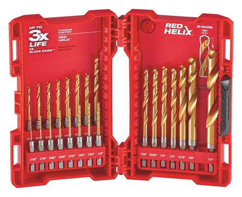 MILWAUKEE 23-Pc. Twist Drill Bit Set, 135°, High Speed Steel, Hex Shank ...