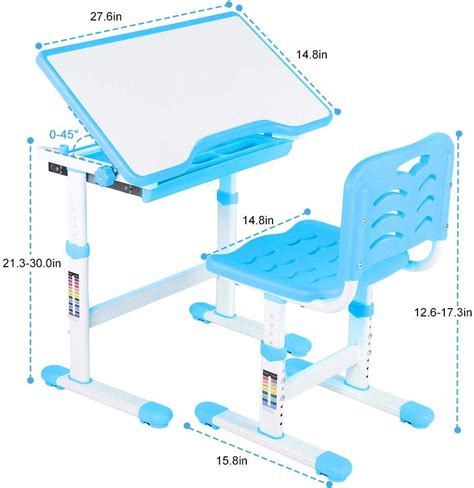 Tarkan Height Adjustable Kids Desk & Chair Set | Children Study Table ...